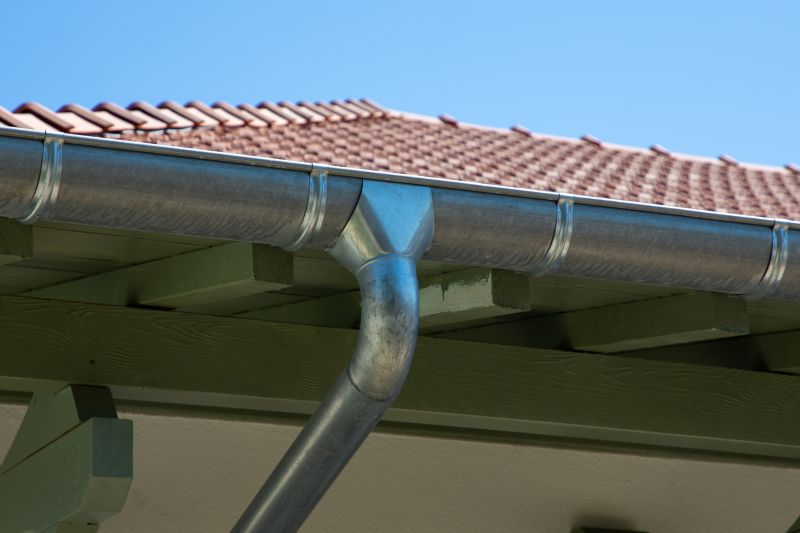 Seamless gutter setup with downspouts